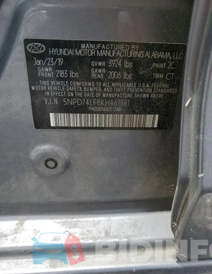 5NPD74LF8KH461361 Photo# 12