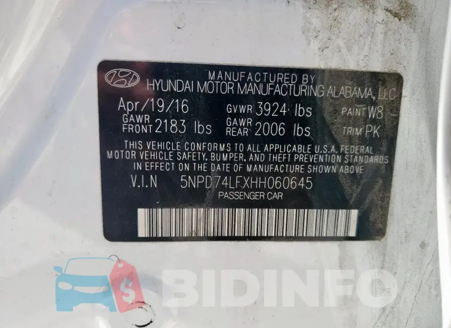 5NPD74LFXHH060645 Photo# 12