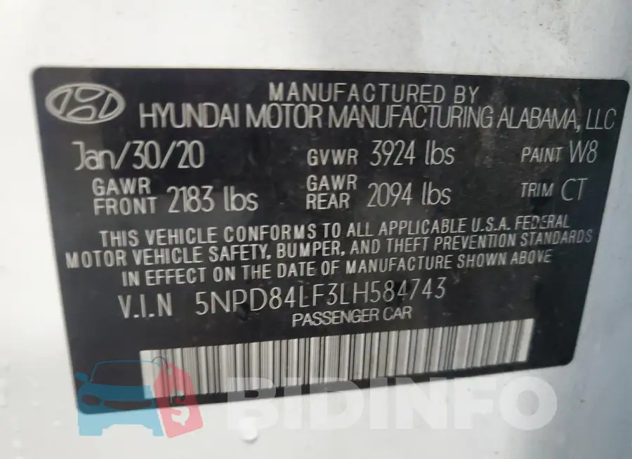 5NPD84LF3LH584743 Photo# 12