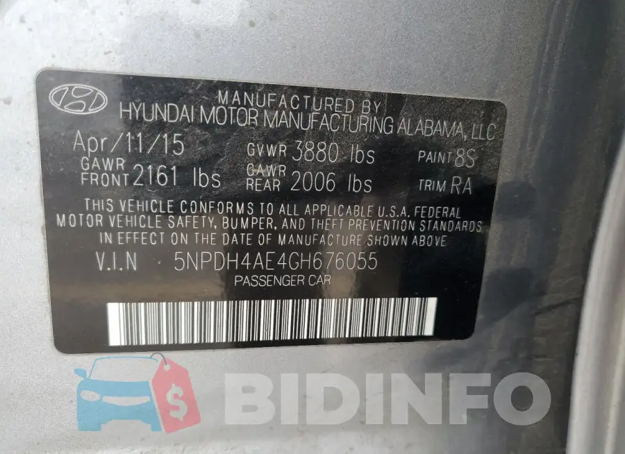 5NPDH4AE4GH676055 Photo# 12
