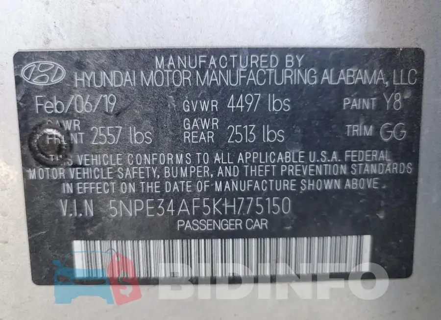 5NPE34AF5KH775150 Photo# 12