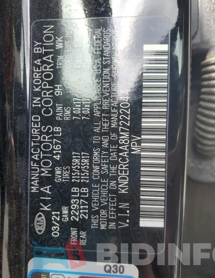 KNDERCAA8M7222044 Photo# 13