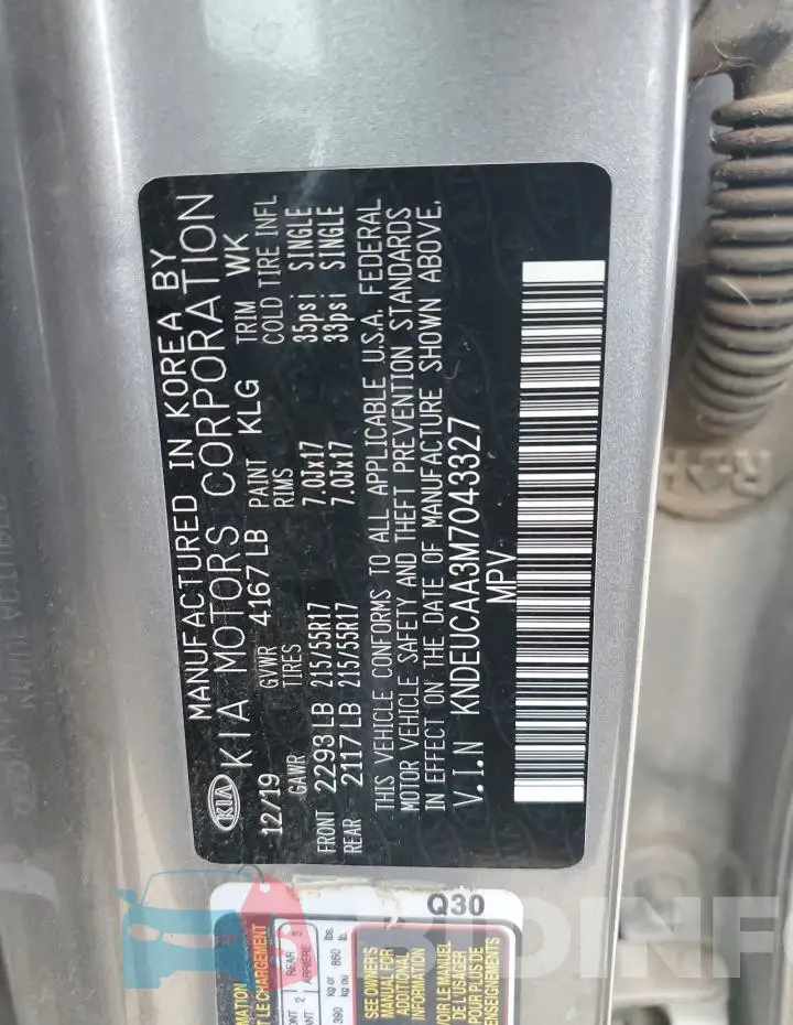 KNDEUCAA3M7043327 Photo# 13