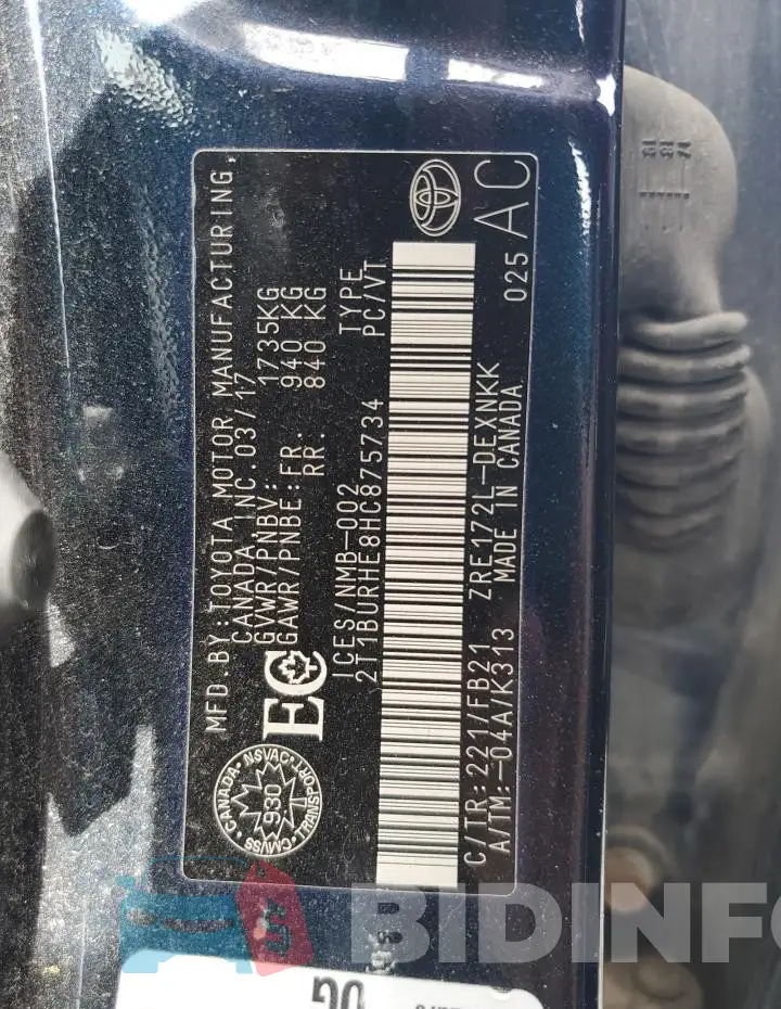 2T1BURHE8HC875734 Photo# 13