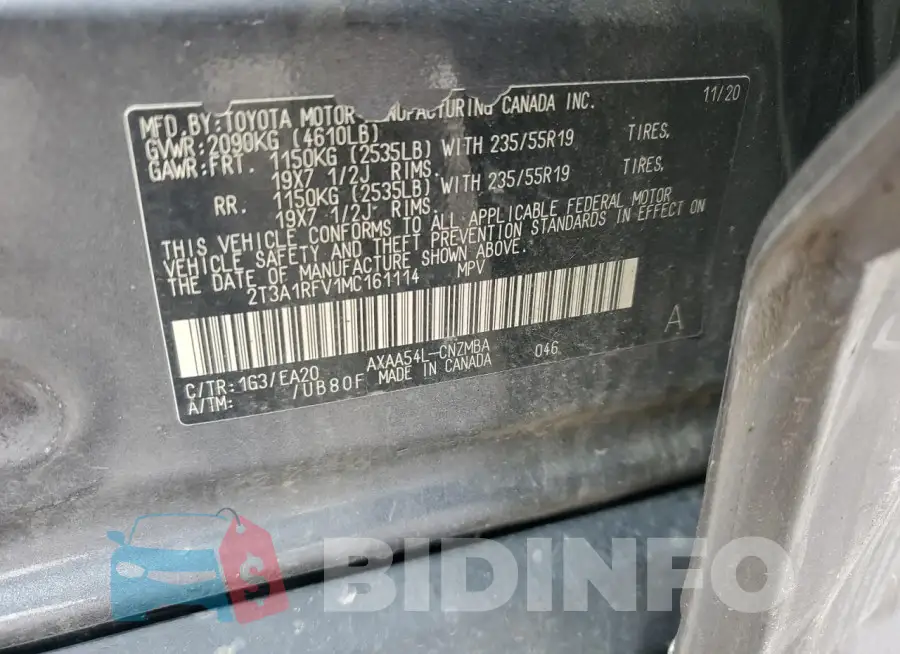2T3A1RFV1MC161114 Photo# 13