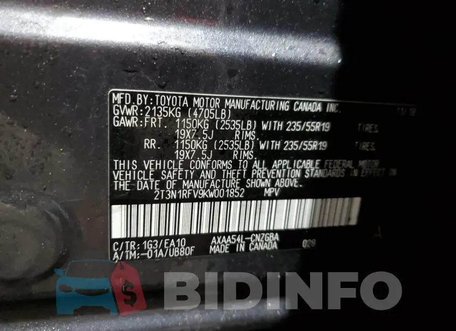 2T3N1RFV9KW001852 Photo# 14