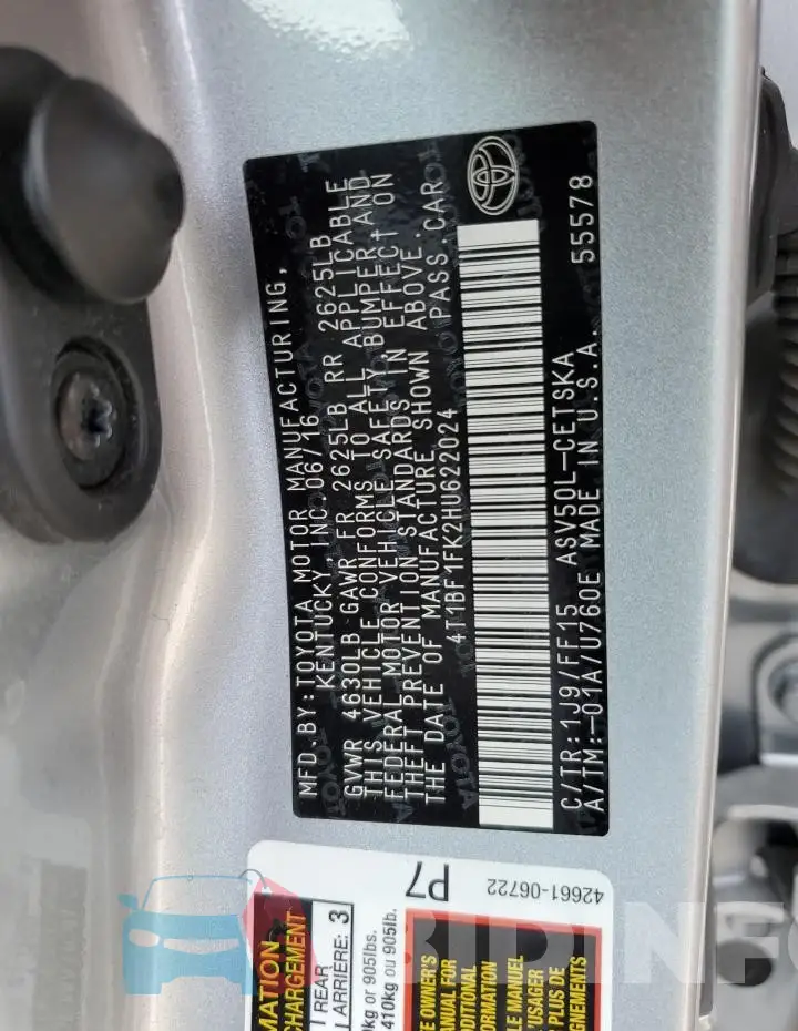 4T1BF1FK2HU622024 Photo# 12