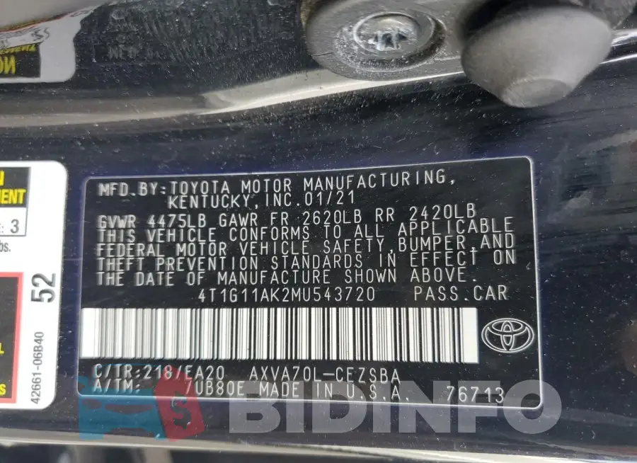 4T1G11AK2MU543720 Photo# 12