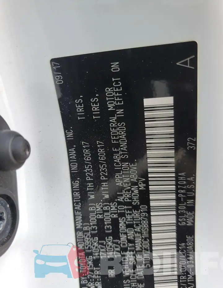 5TDYZ3DC1HS887910 Photo# 14