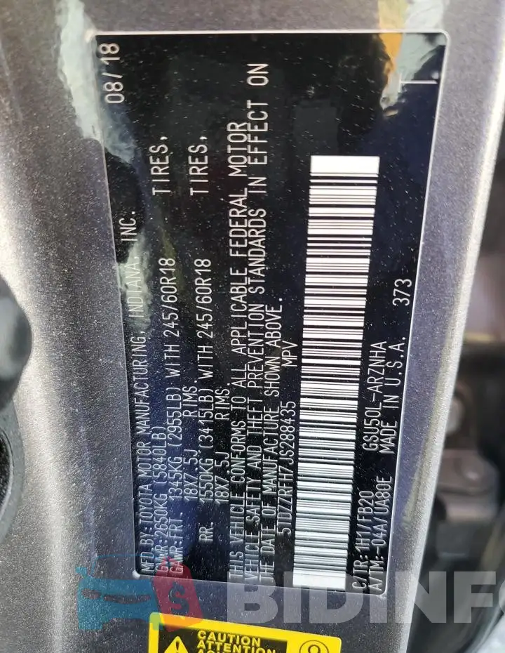 5TDZZRFH7JS288435 Photo# 13