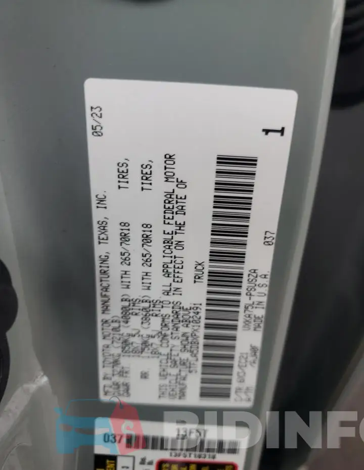 5TFLA5DBXPX102491 Photo# 12