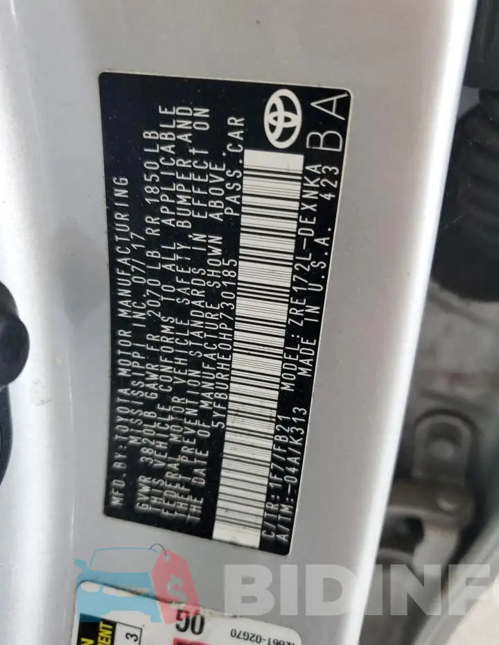 5YFBURHE0HP730185 Photo# 12