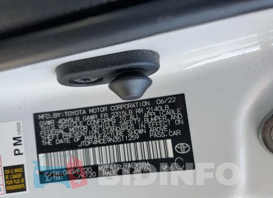 JTDP4MCE9N3511259 Photo# 12