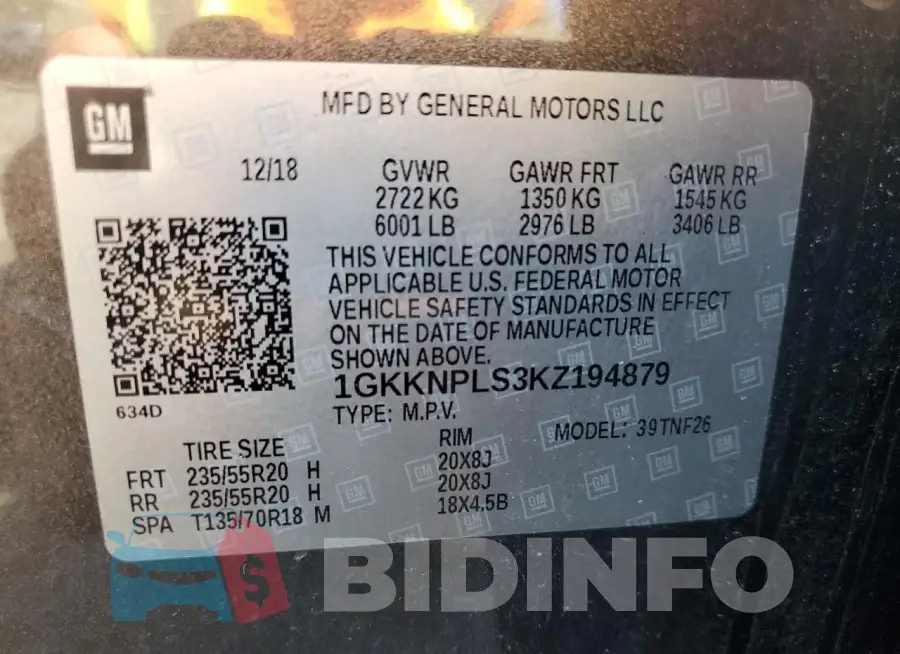 1GKKNPLS3KZ194879 Photo# 13