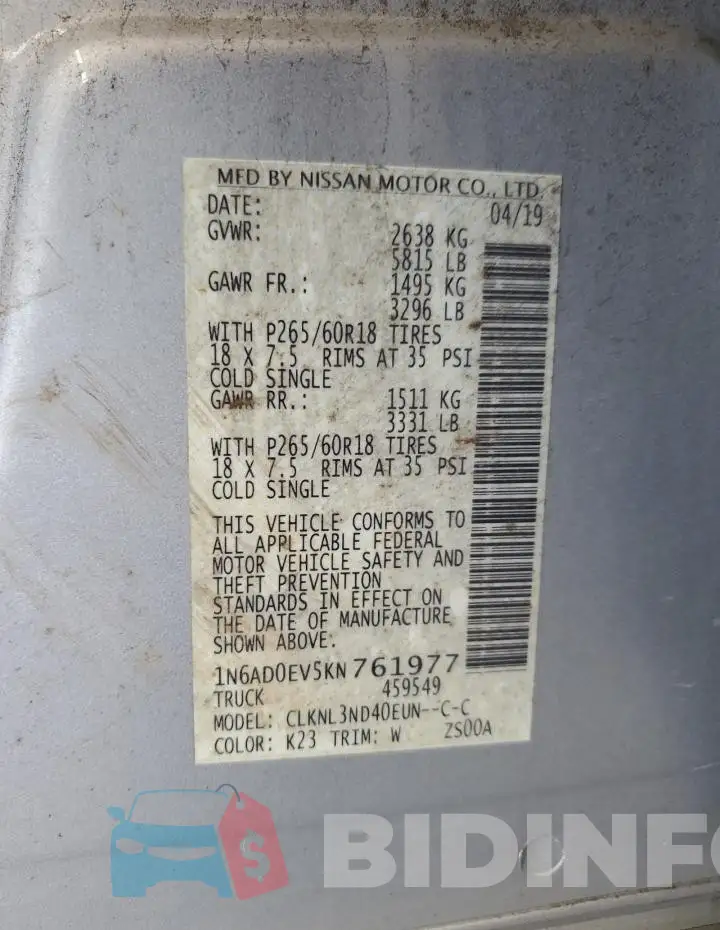 1N6AD0EV5KN761977 Photo# 12