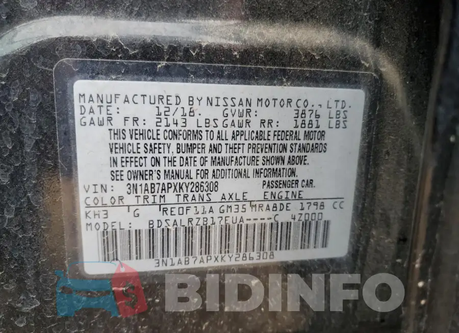 3N1AB7APXKY286308 Photo# 12