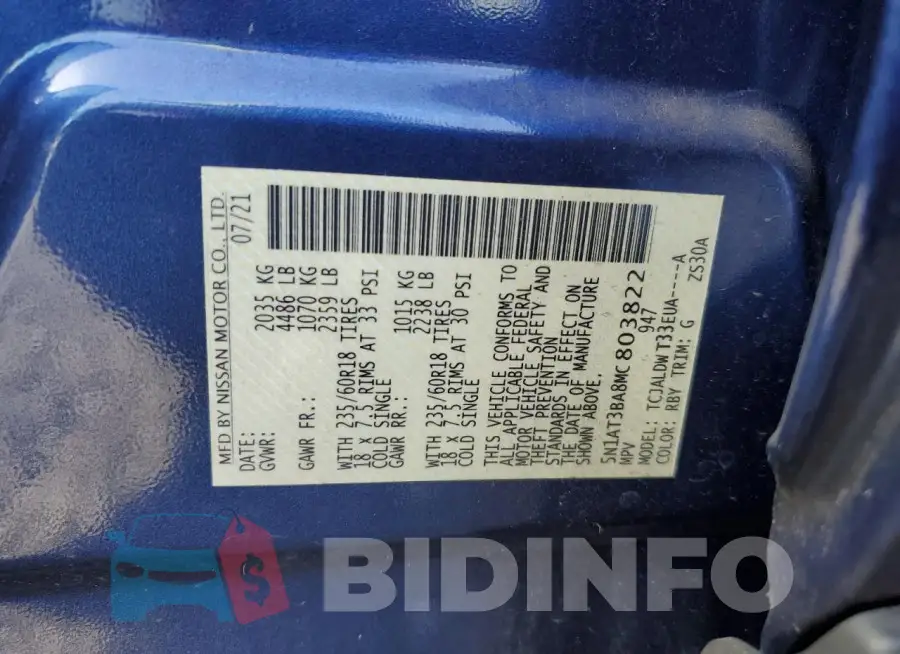 5N1AT3BA8MC803822 Photo# 14