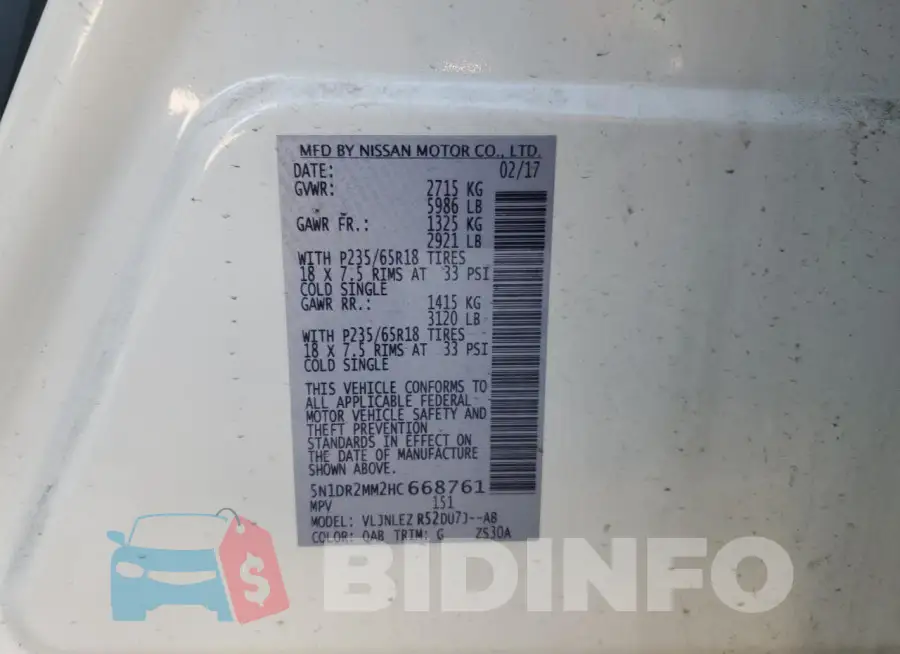 5N1DR2MM2HC668761 Photo# 13