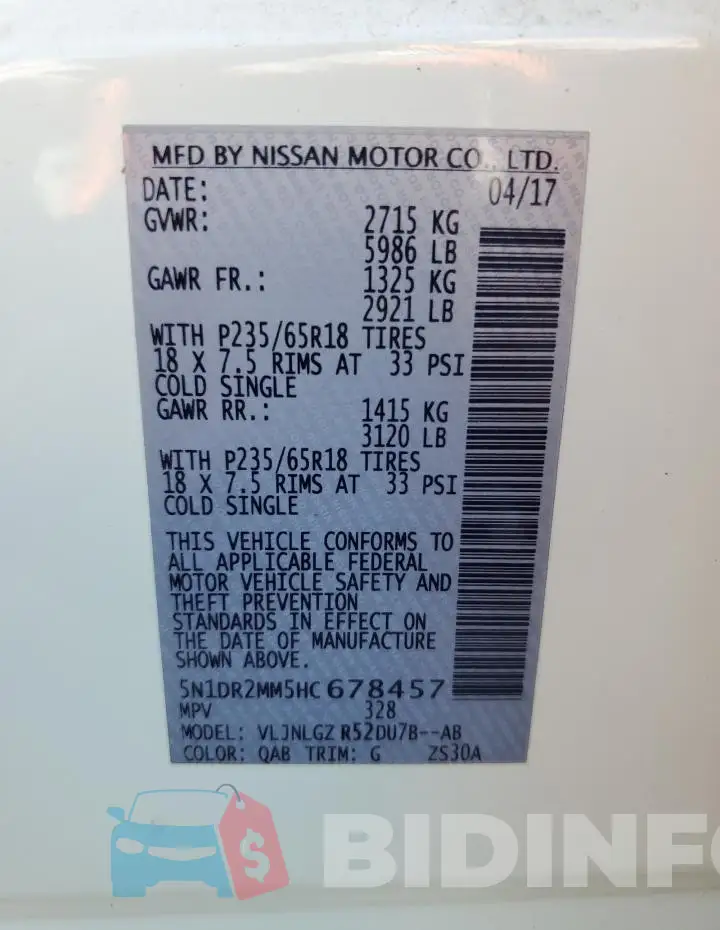 5N1DR2MM5HC678457 Photo# 13