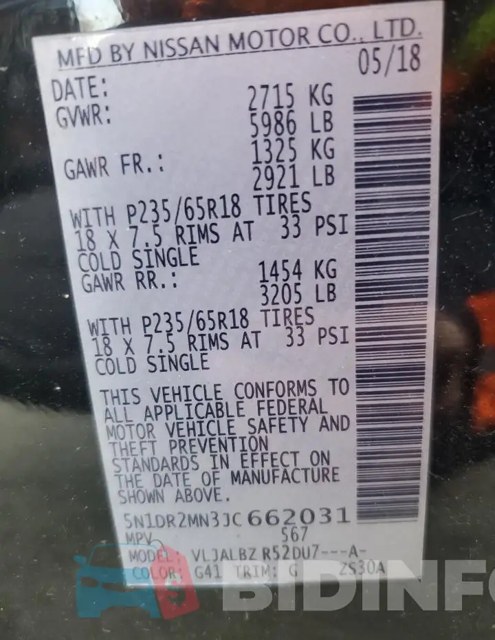 5N1DR2MN3JC662031 Photo# 13