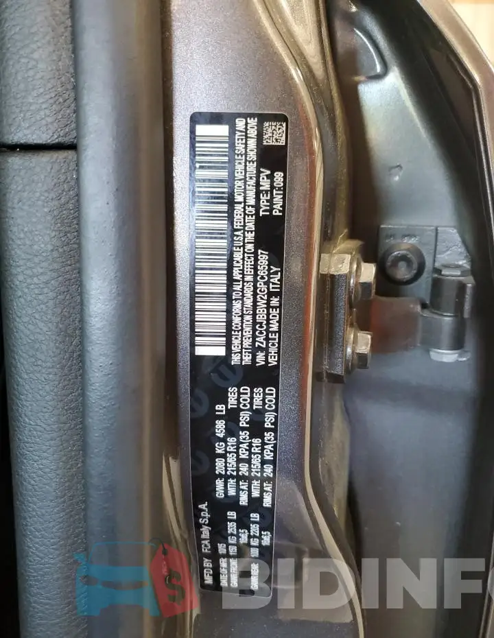 ZACCJBBW2GPC65997 Photo# 13