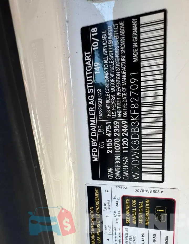 WDDWK8DB3KF827091 Photo# 10