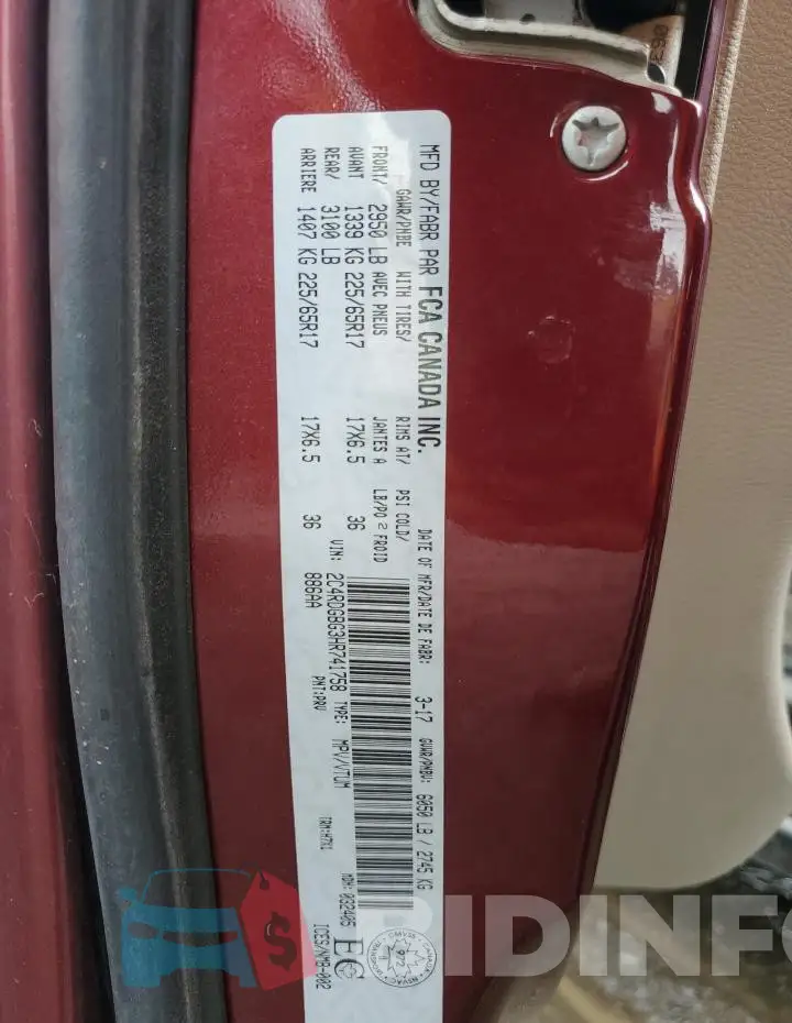 2C4RDGBG3HR741758 Photo# 13