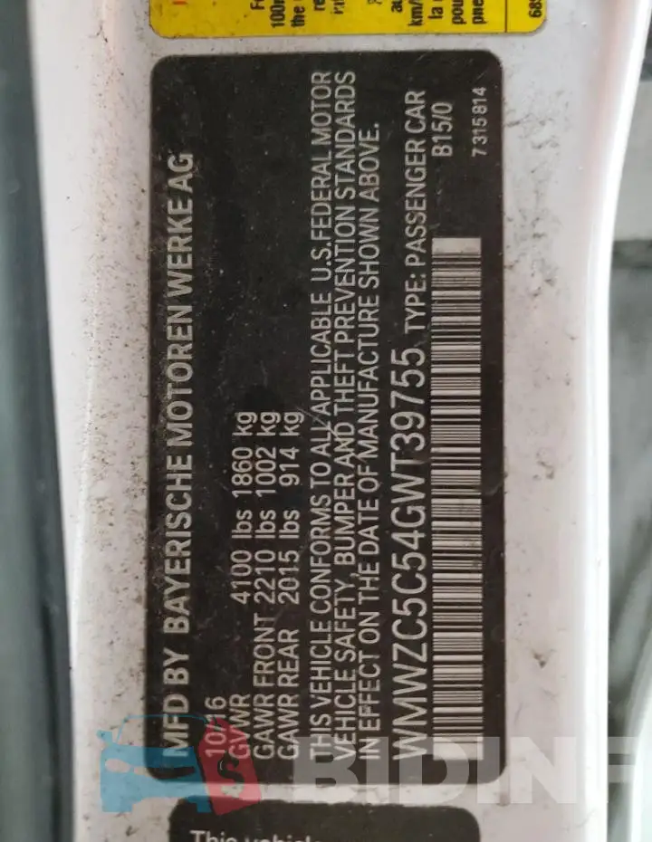 WMWZC5C54GWT39755 Photo# 13