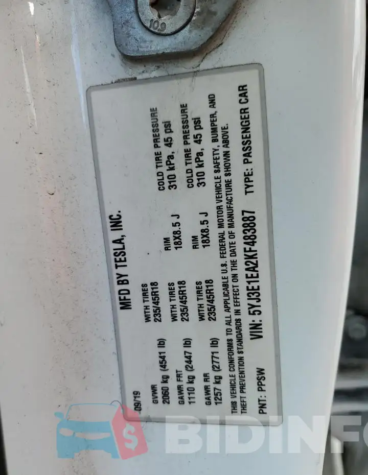 5YJ3E1EA2KF483887 Photo# 12