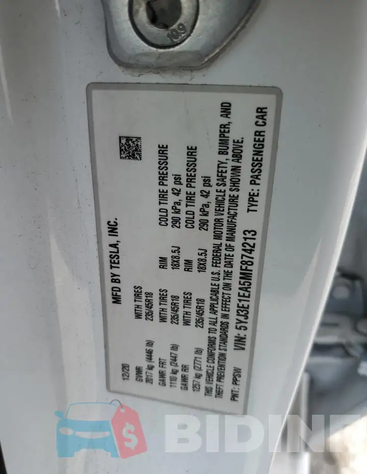 5YJ3E1EA5MF874213 Photo# 12