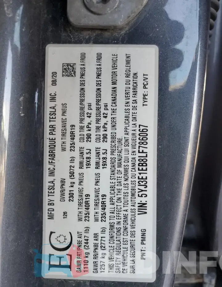 5YJ3E1EB8LF786067 Photo# 12