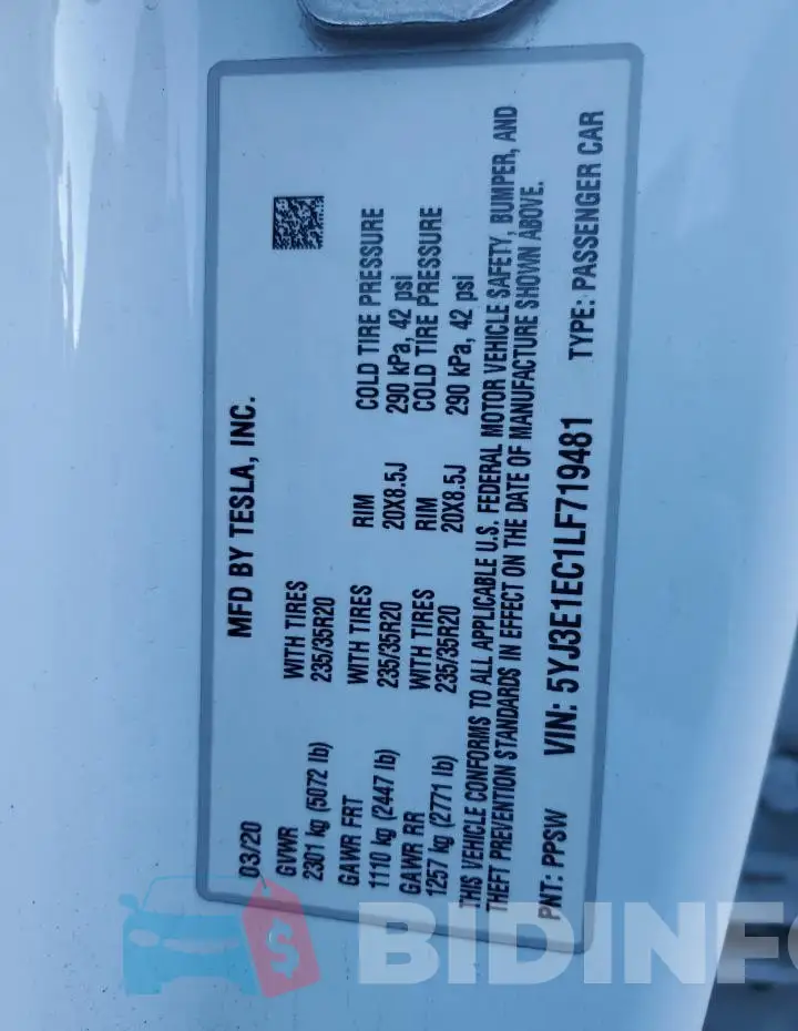 5YJ3E1EC1LF719481 Photo# 12