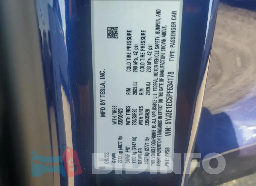 5YJ3E1EC5PF634178 Photo# 12