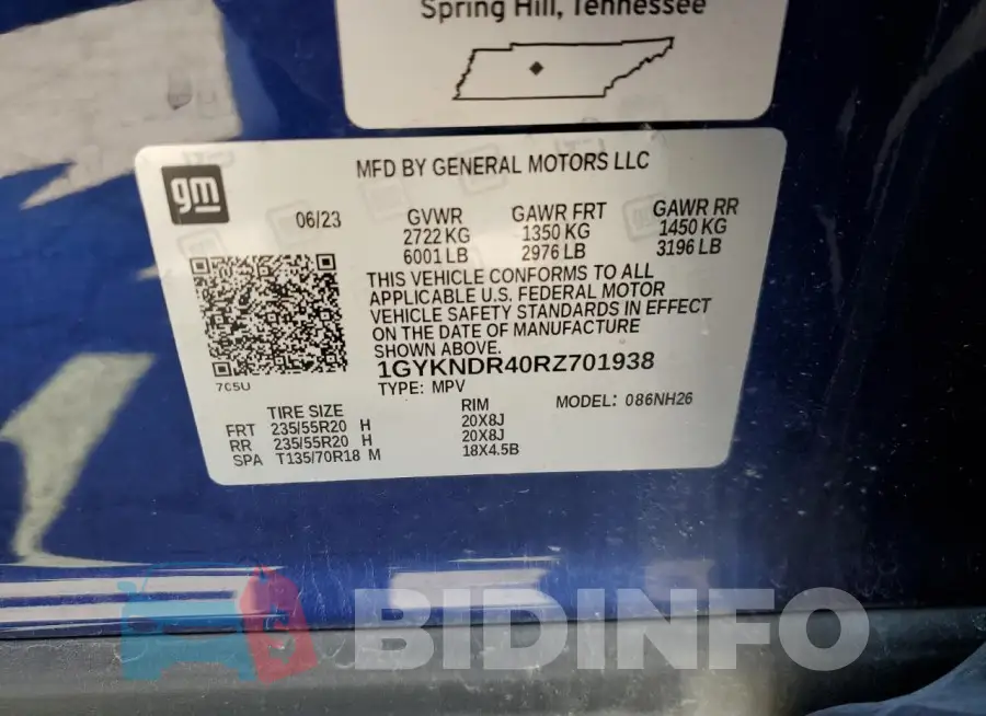 1GYKNDR40RZ701938 Photo# 13