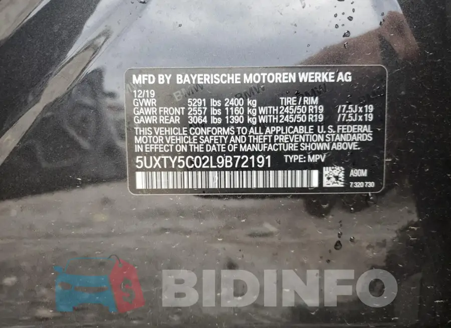 5UXTY5C02L9B72191 Photo# 13