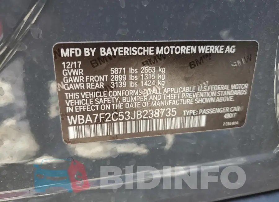 WBA7F2C53JB238735 Photo# 12