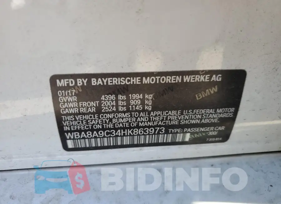 WBA8A9C34HK863973 Photo# 12