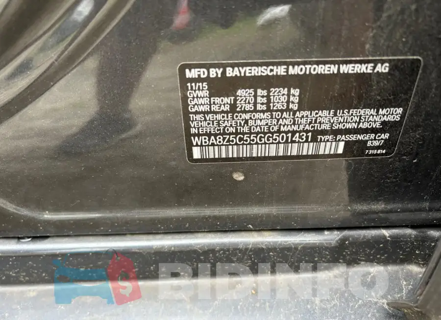 WBA8Z5C55GG501431 Photo# 10