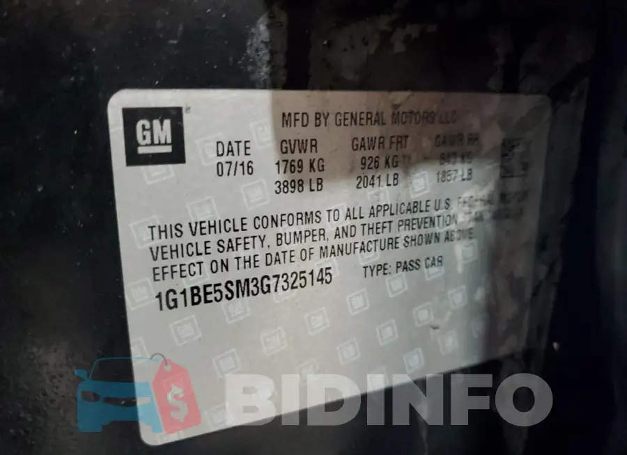 1G1BE5SM3G7325145 Photo# 12