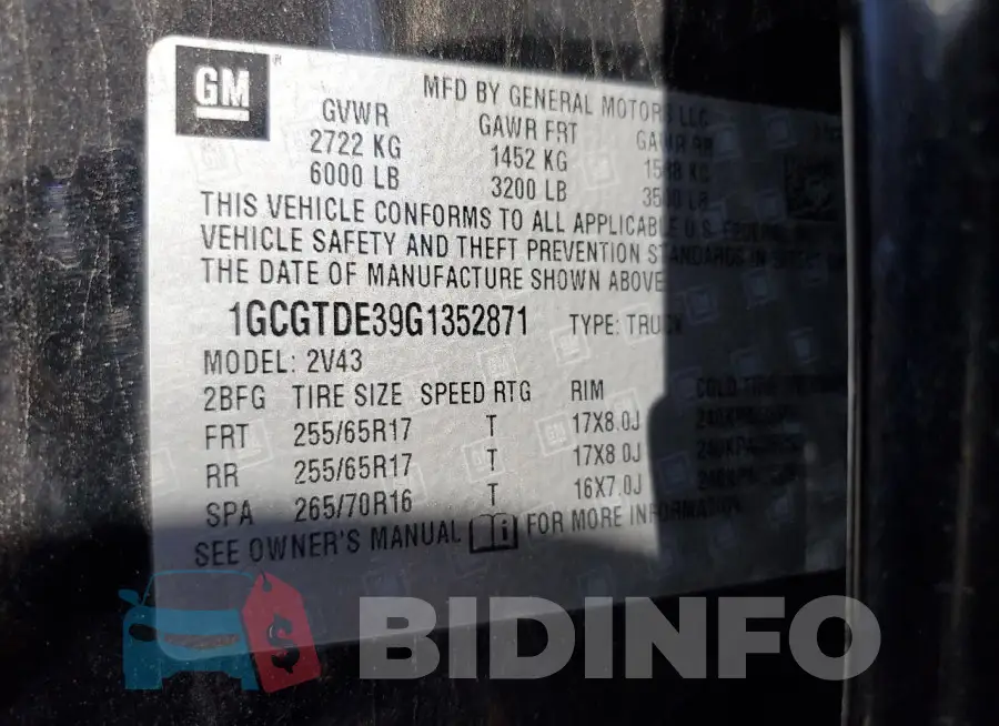 1GCGTDE39G1352871 Photo# 13