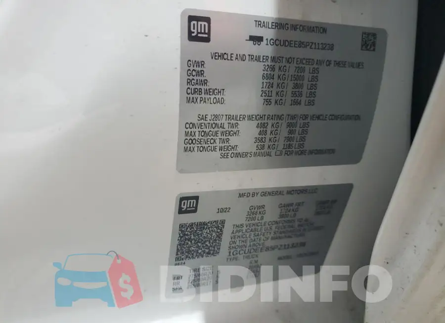 1GCUDEE85PZ113238 Photo# 12