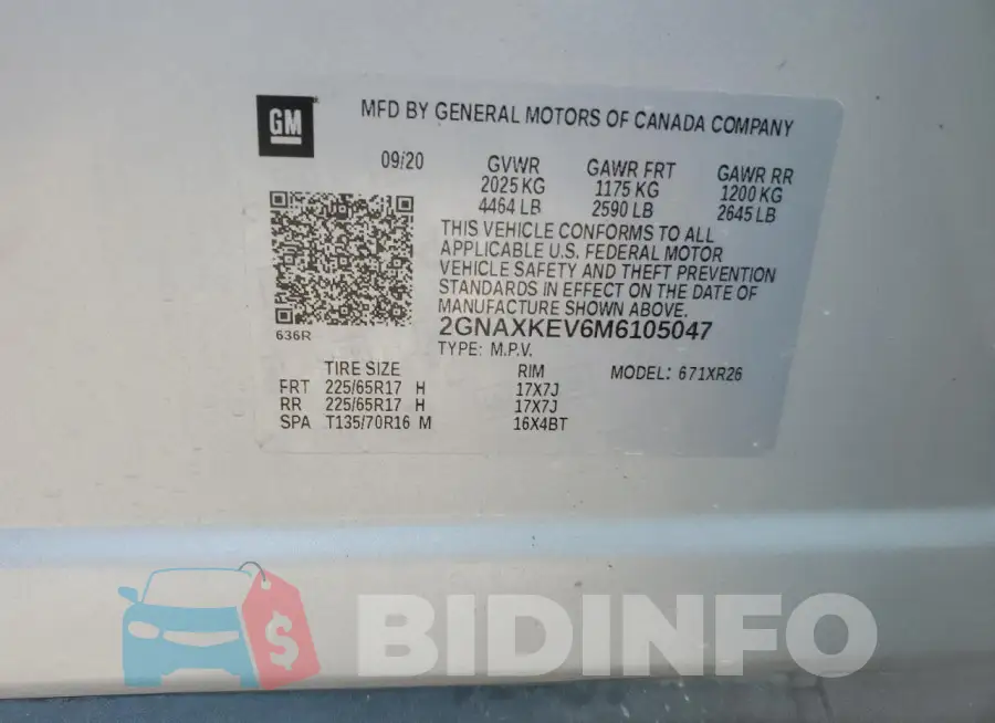 2GNAXKEV6M6105047 Photo# 13