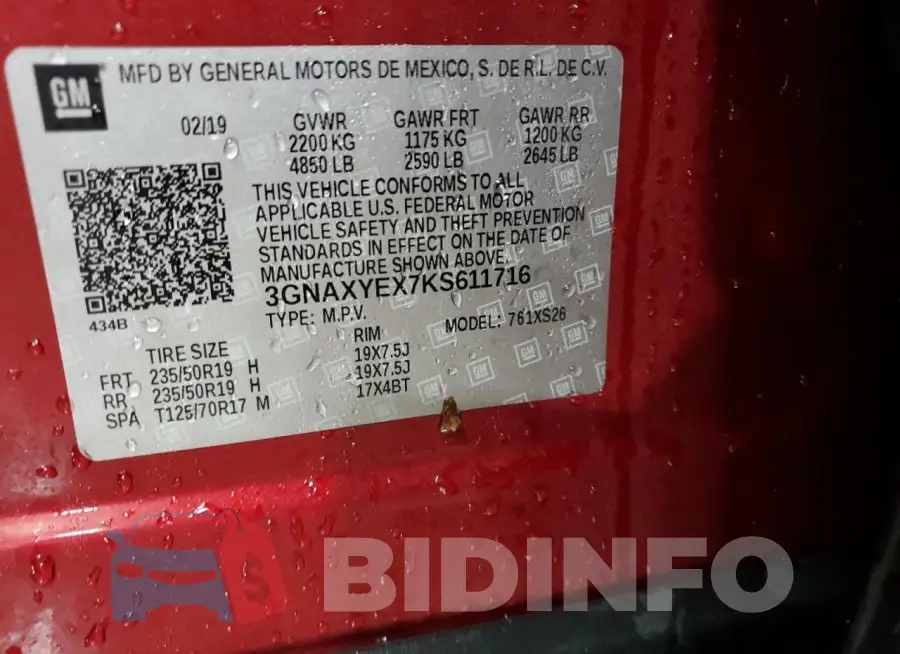 3GNAXYEX7KS611716 Photo# 14