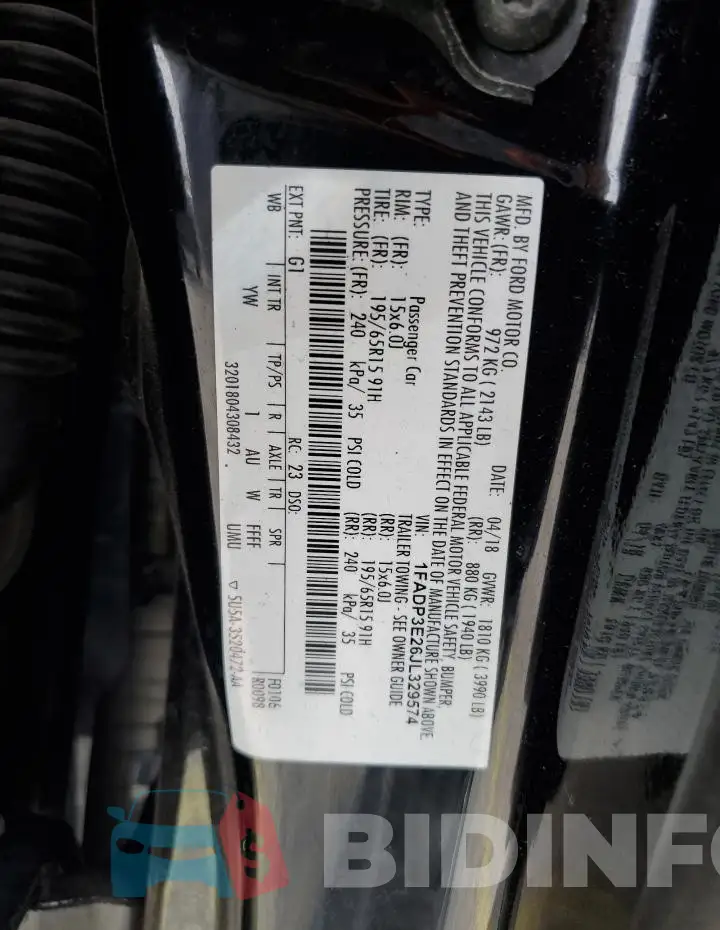 1FADP3E26JL329574 Photo# 13