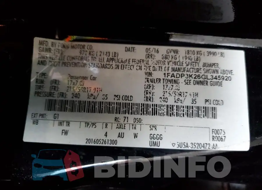 1FADP3K26GL345920 Photo# 13
