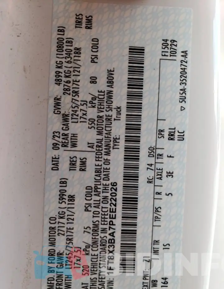 1FT8X3BA7PEE22026 Photo# 12