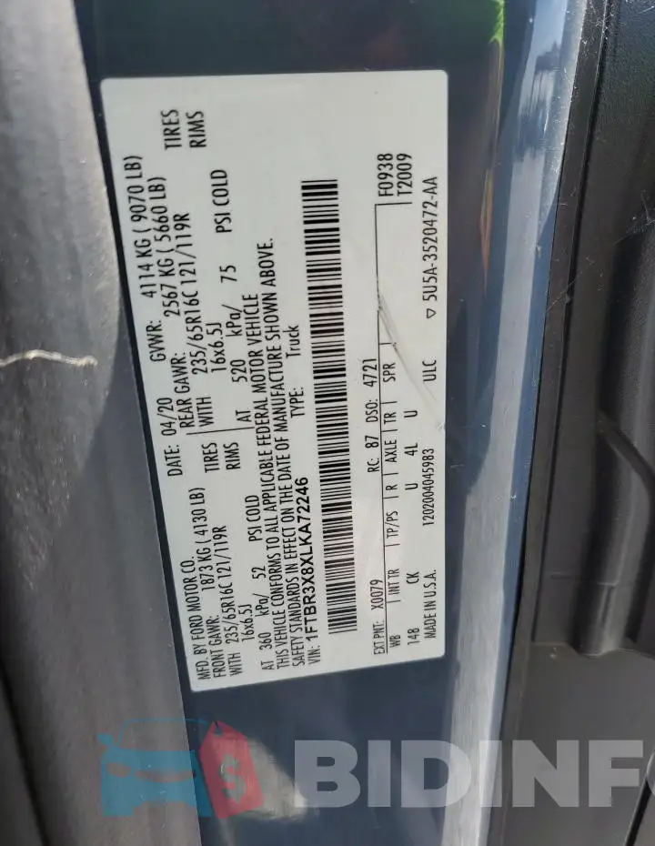 1FTBR3X8XLKA72246 Photo# 14