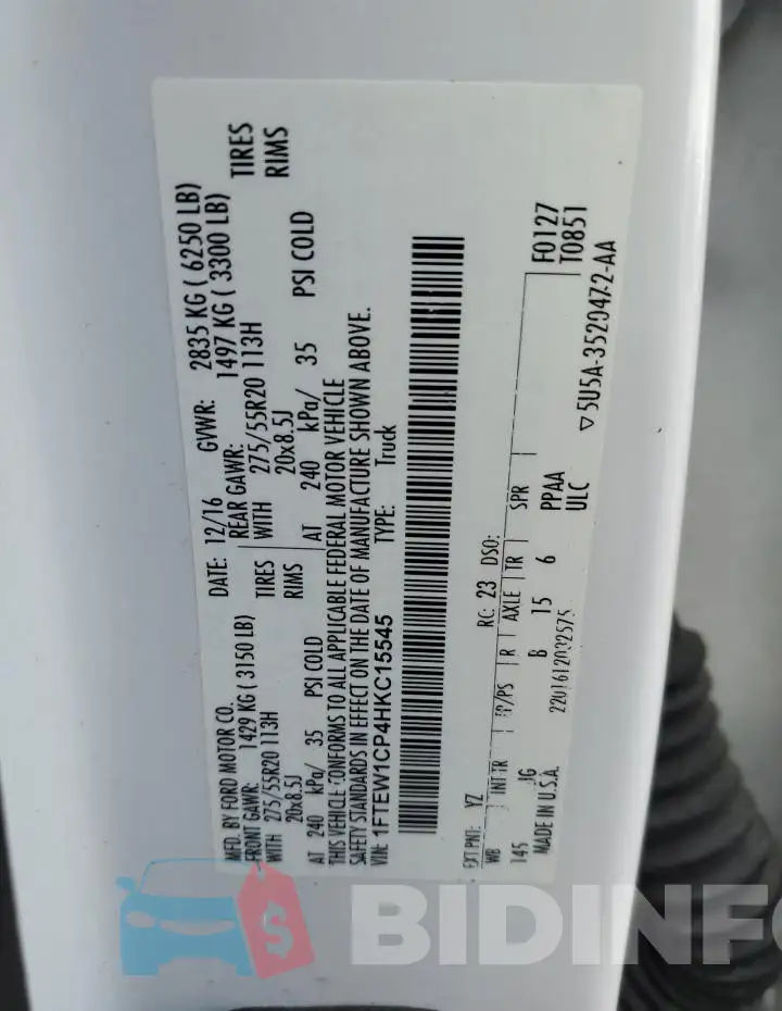 1FTEW1CP4HKC15545 Photo# 12