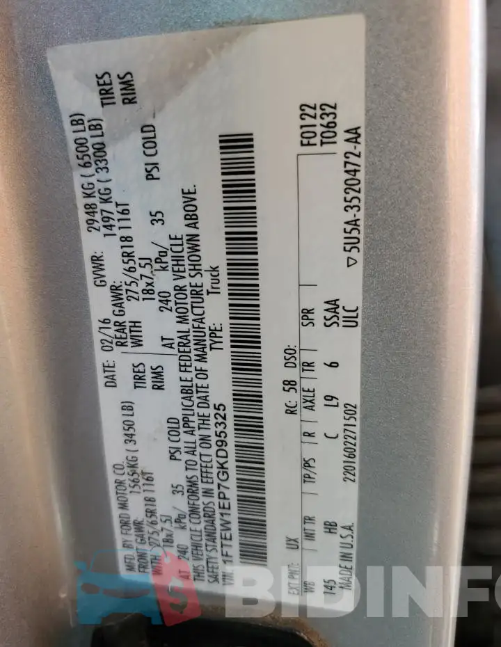 1FTEW1EP7GKD95325 Photo# 12