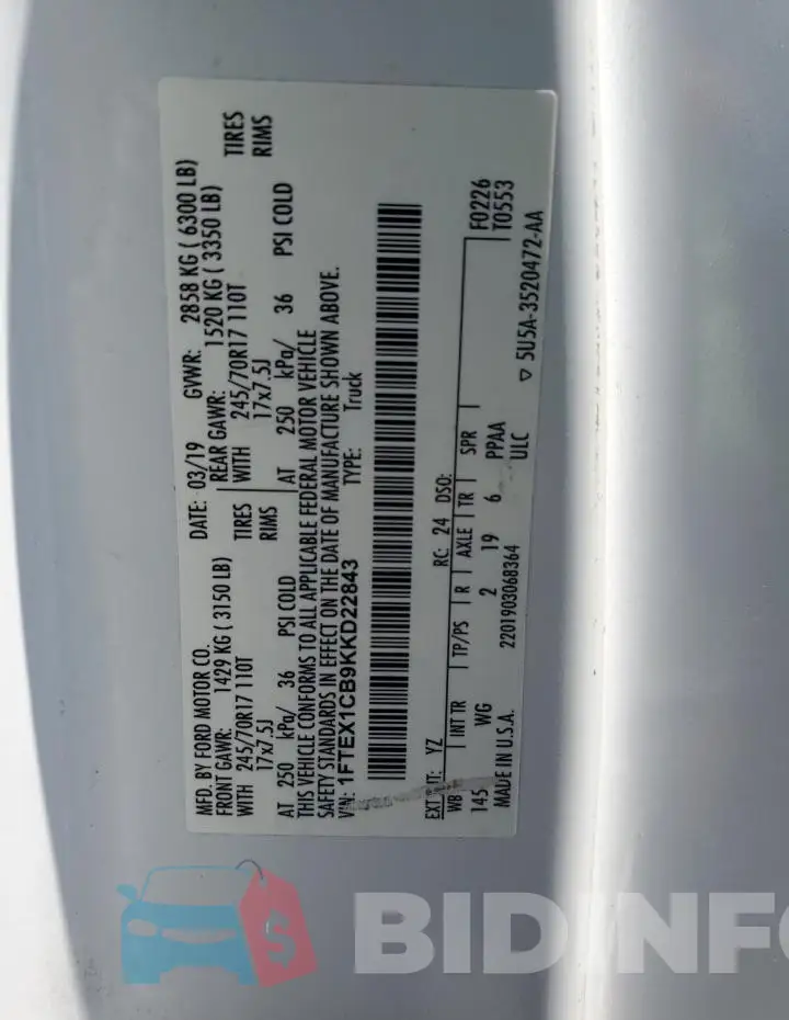 1FTEX1CB9KKD22843 Photo# 12